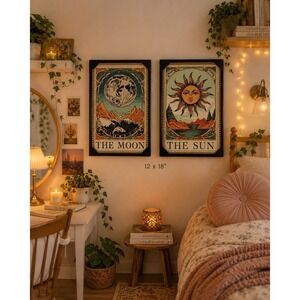 Sapna Shah Framed Wall Art Set Medium Multicolor Tarot Sun and Moon Designs